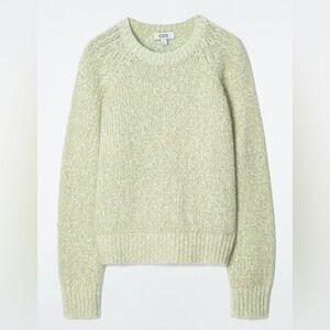 Cos new + tags mohair mix fuzzy sweater large knit braided fluffy teddy lime